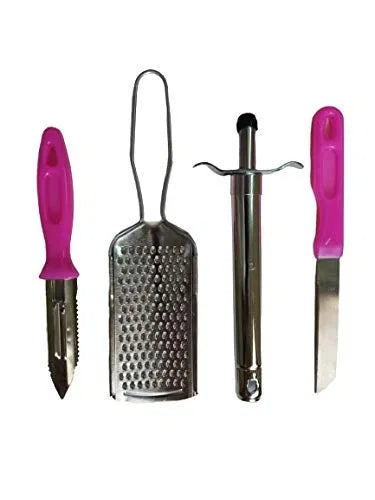 4 in 1 Combo Offer of Daily Use Utility Multipurpose Kitchen Set (4 Pcs Set of 1 Peeler, 1 Cheese Grater 1 Gas Lighter & 1 Knife)